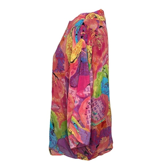 Laura Ashley Size‎ S 100% Silk Semi Transparent Pastel Color Jacket Floral Print - Picture 2 of 6